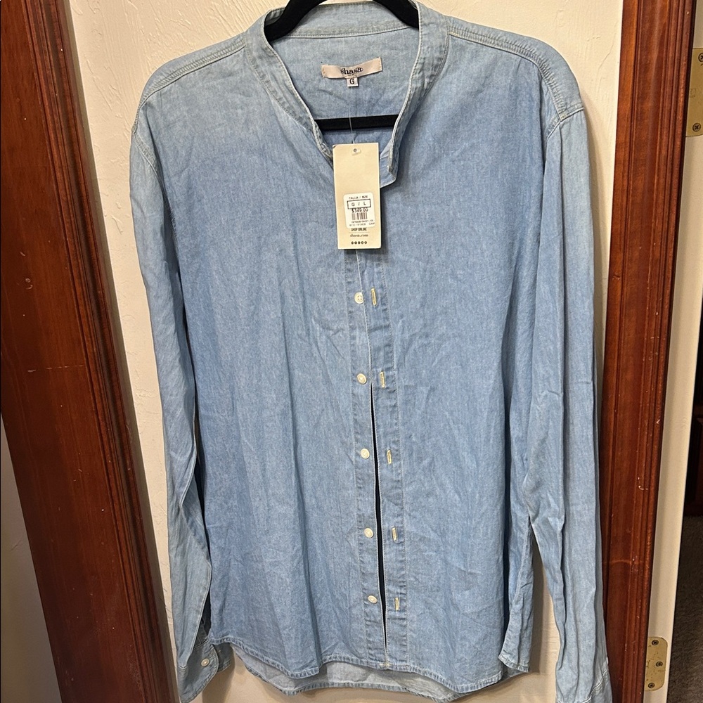 Shasa Light Blue Casual Button Down Shirt.  New With Tags